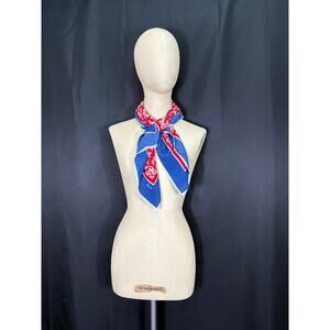Vintage Vera Neumann Block Mixed Floral Large Scarf Red, White & Blue